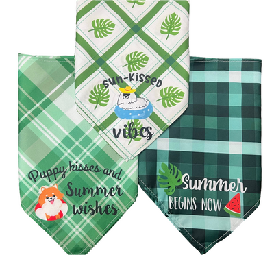 “Spring Vibes” Green & Yellow Pet Bandannas